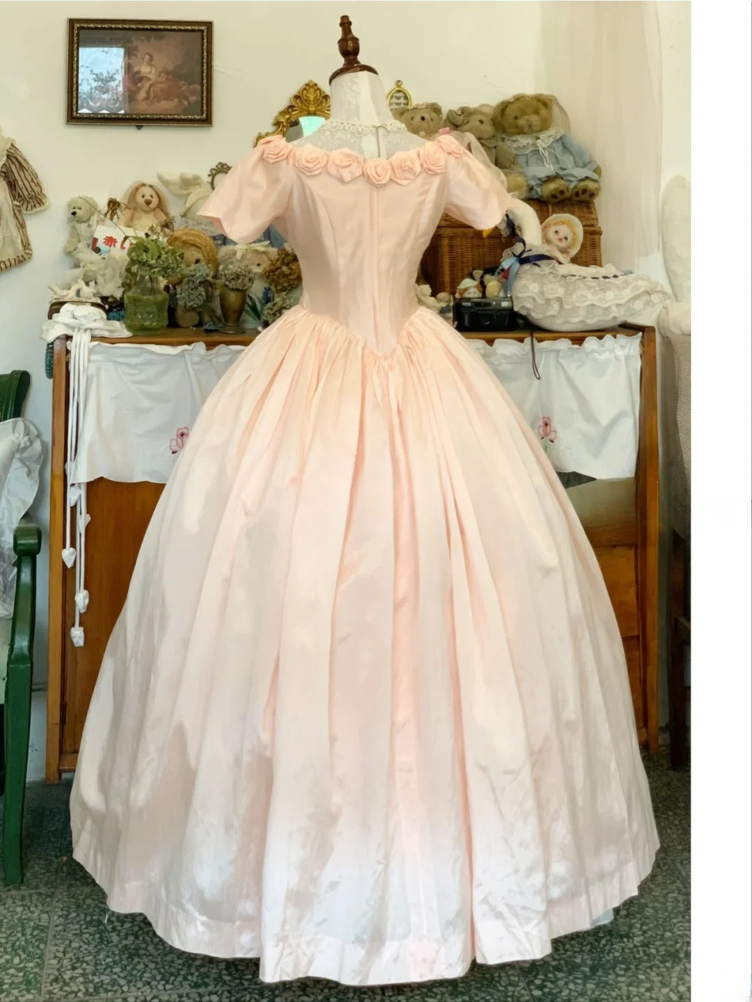 Sweet 16 Dress Satin Ballgown Square Neck Pink With Lace 3D Flowers Sweet Sixteen Dress RB9683