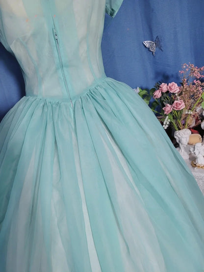 Elegant Ball Gown V Neck Prom Dress Mid Length Evening Party Gown RB9686
