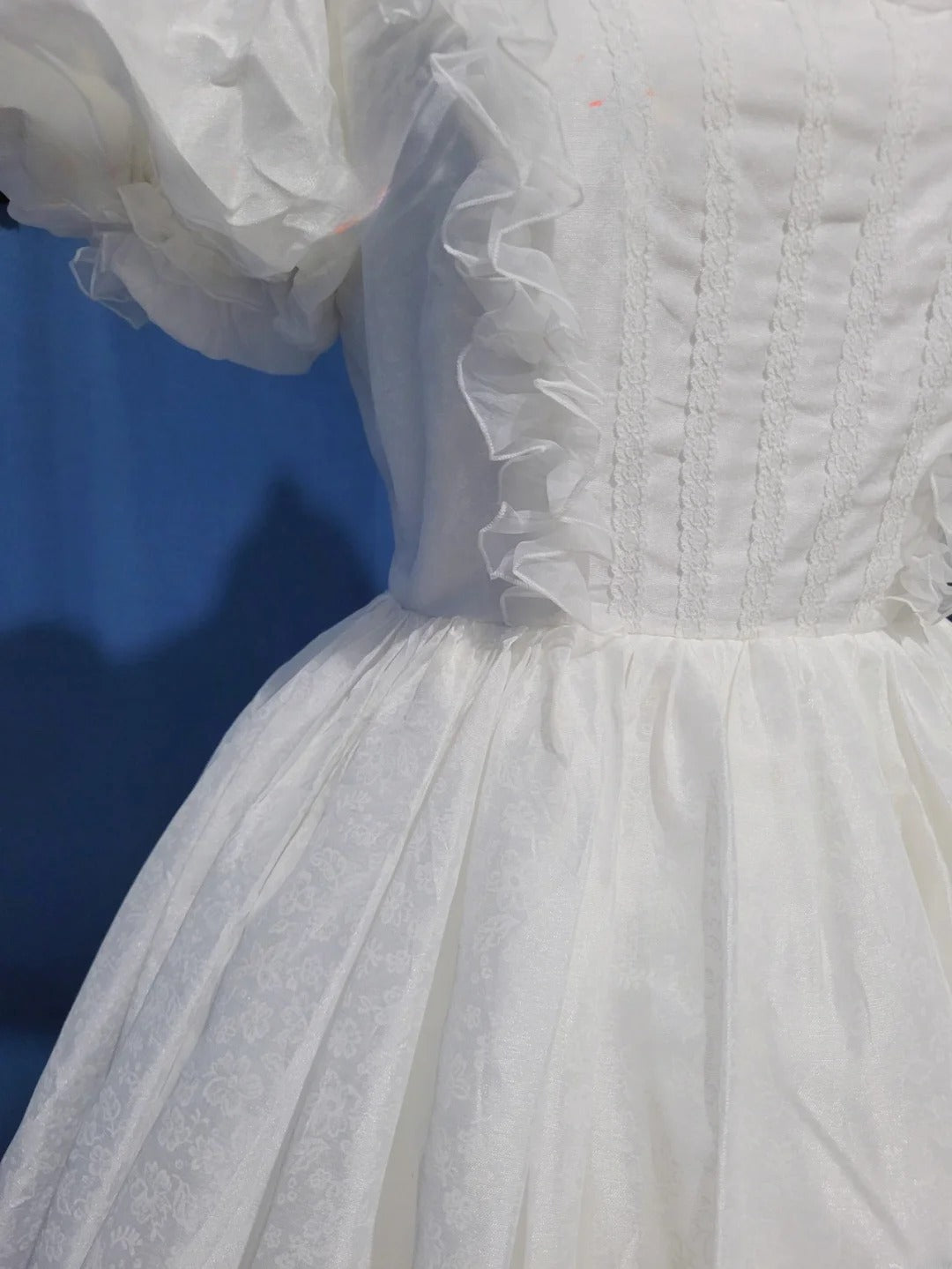 Vintage Wedding Dress Ball Gown Square With Puffy Sleeves White Bridal Gown for Big Day RB9689