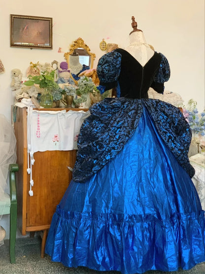 Sweet 16 Dress Satin Ballgown V Neck Royal Blue With 3D Flowers Sweet Sixteen Dress RB9691