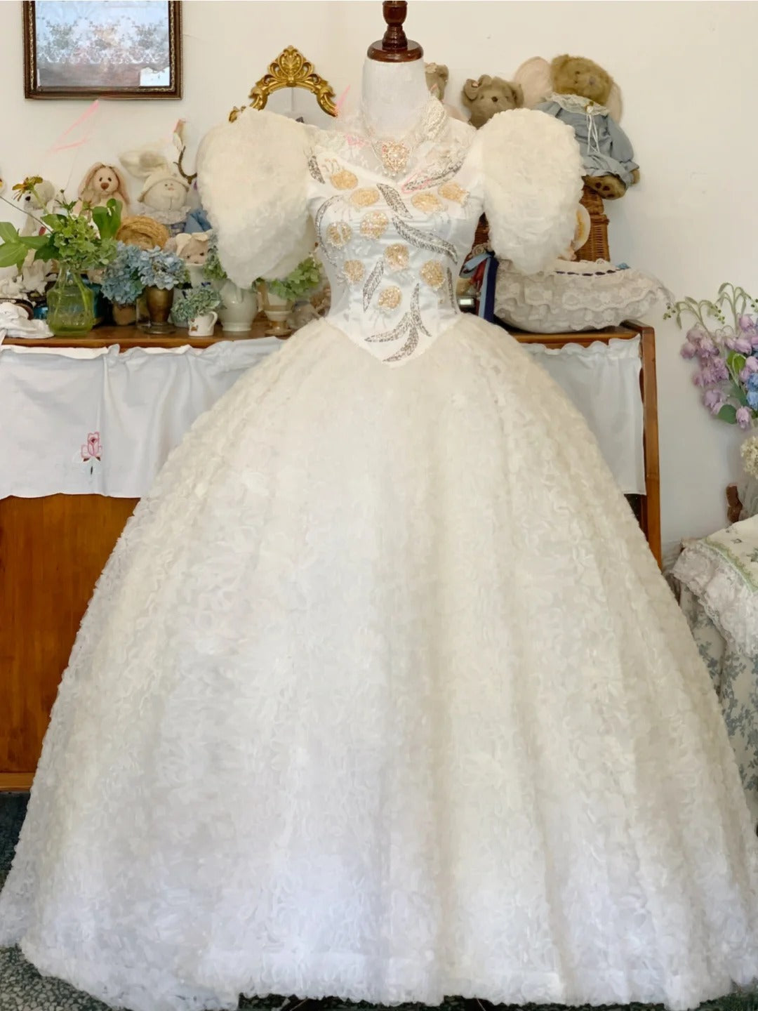 Sweet 16 Dress Satin Ballgown V Neck White With Beading Sleeves Sweet Sixteen Dress RB9693