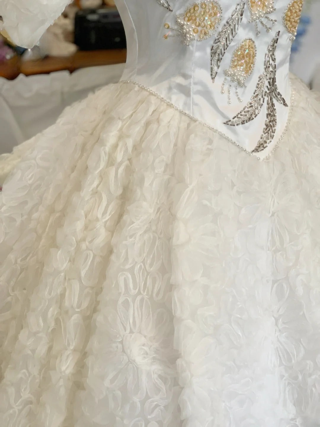 Sweet 16 Dress Satin Ballgown V Neck White With Beading Sleeves Sweet Sixteen Dress RB9693