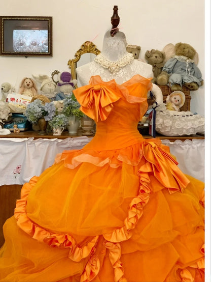 Sweet 16 Dress Ball Gown Strapless Orange With Tiered Layers Vestido De 15 Sweet Sixteen Dress RB9696