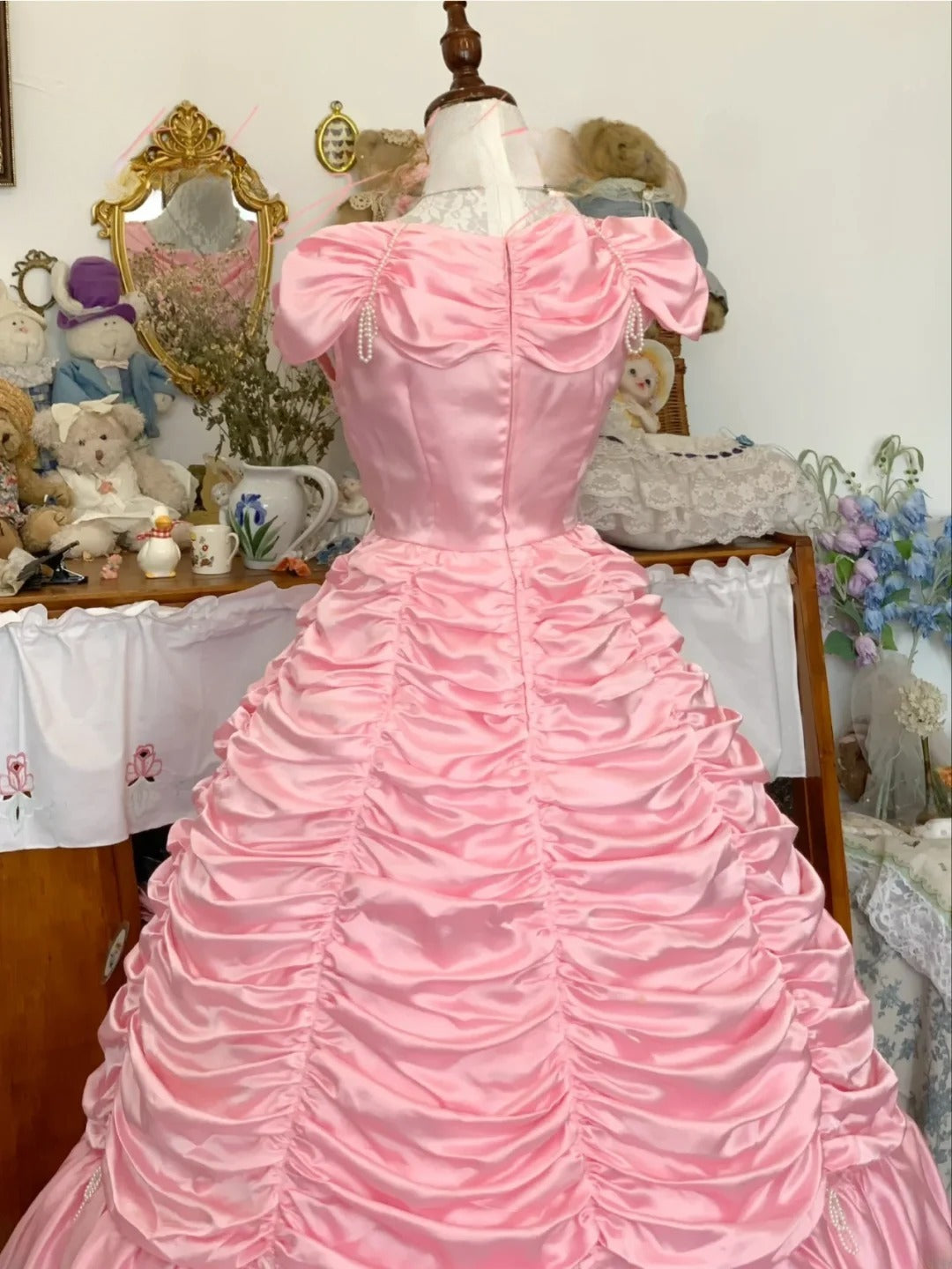Sweet 16 Dress Satin Ballgown Scoop Pink With Ruched Long Sweet Sixteen Dress RB9698