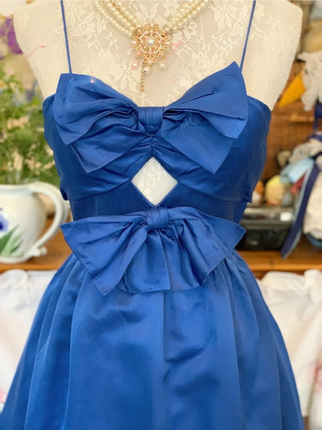 Satin Prom Dress Long Spaghetti Straps Royal Blue Romantic Evening Gown for Prom RB9703