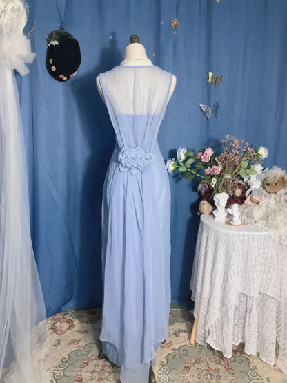 Satin Prom Dress Long Light Sky Blue Sheath Romantic Evening Gown for Prom RB9705