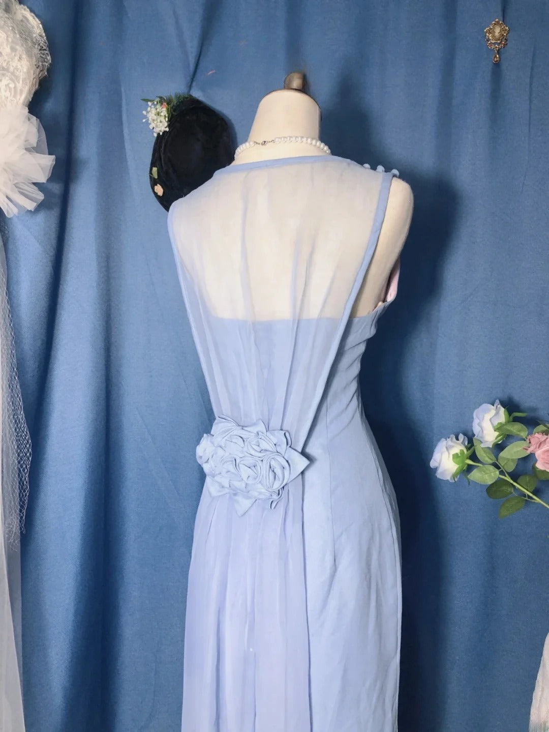 Satin Prom Dress Long Light Sky Blue Sheath Romantic Evening Gown for Prom RB9705