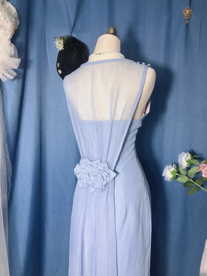 Satin Prom Dress Long Light Sky Blue Sheath Romantic Evening Gown for Prom RB9705