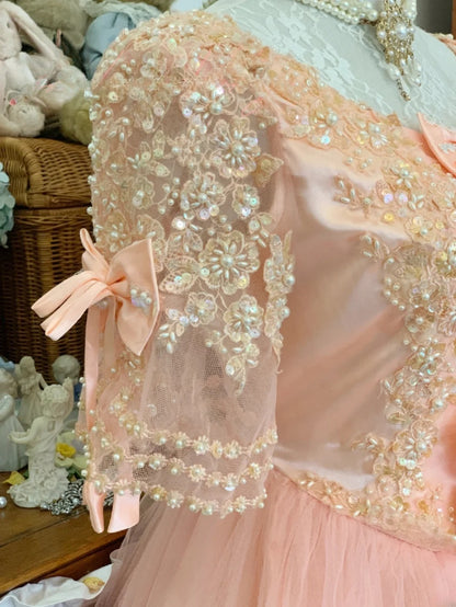 Sweet 16 Dress Lace Ballgown Blush Pink Lace With Appliqued Long Sweet Sixteen Dress RB9706