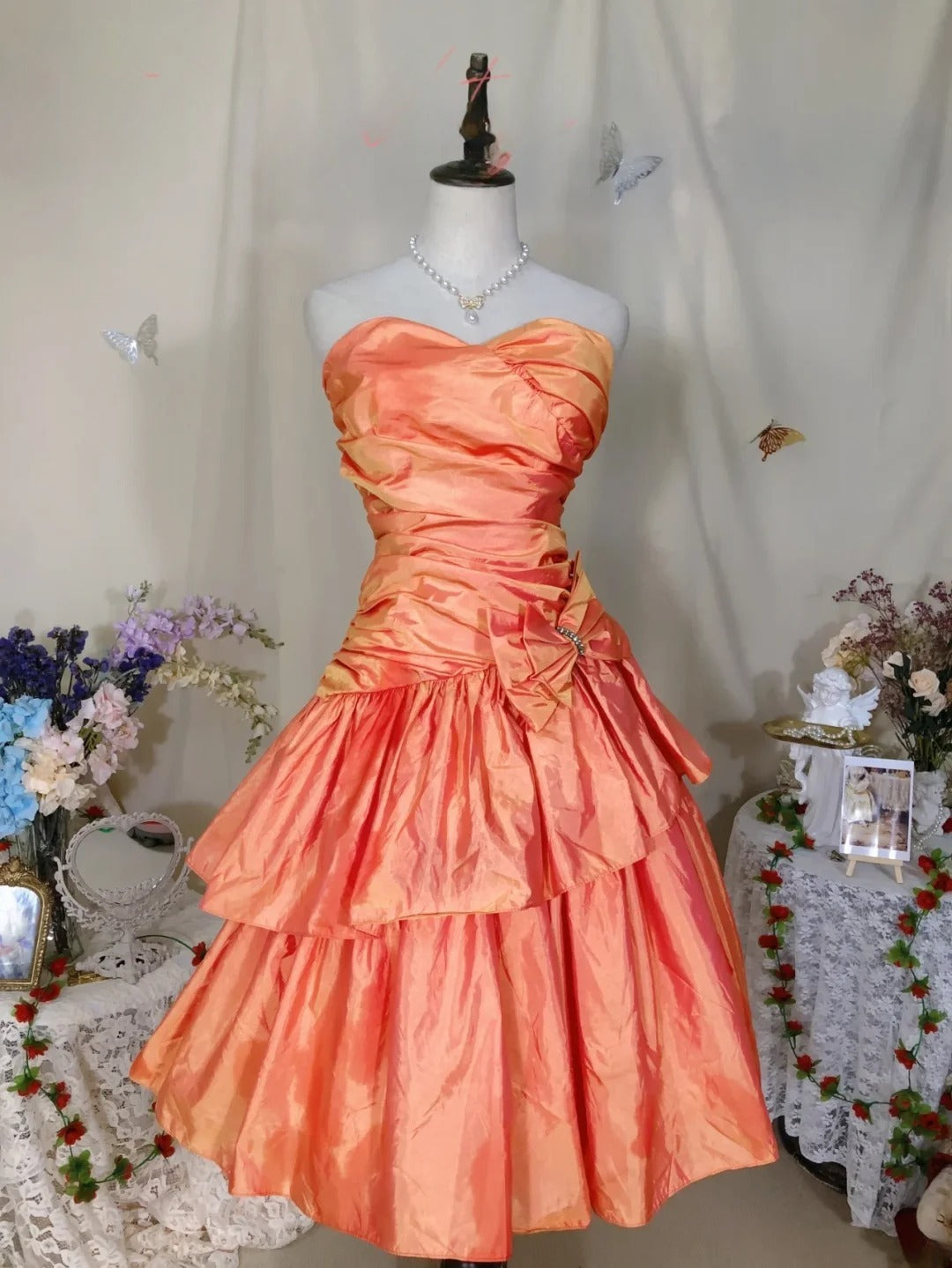 Vintage Hoco Dress A Line Sweetheart Taffeta Knee Length Homecoming Party Dresses RB9707