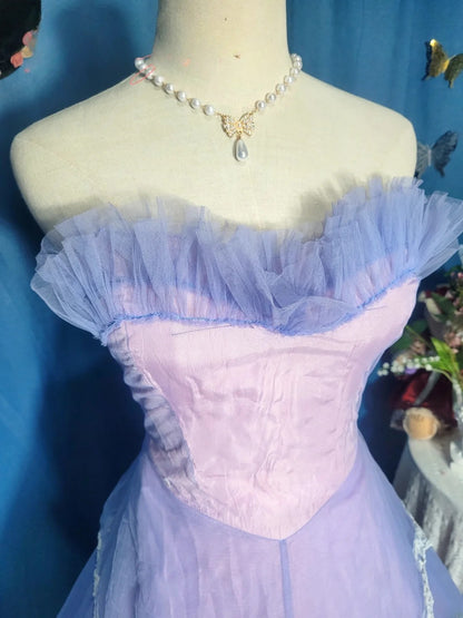 Lilac Prom Dress Long Ball Gown Sweetheart Tulle Romantic Evening Gown for Prom RB9708