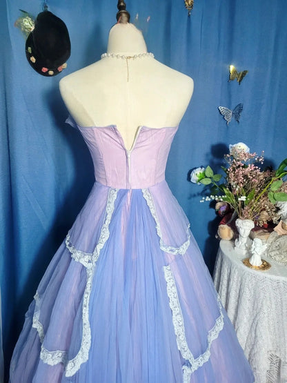 Lilac Prom Dress Long Ball Gown Sweetheart Tulle Romantic Evening Gown for Prom RB9708