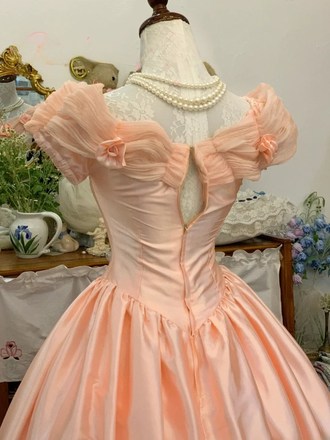 Sweet 16 Dress Lace Ballgown Blush Pink Lace With Appliqued Off Shoulder Sweet Sixteen Dress RB9711