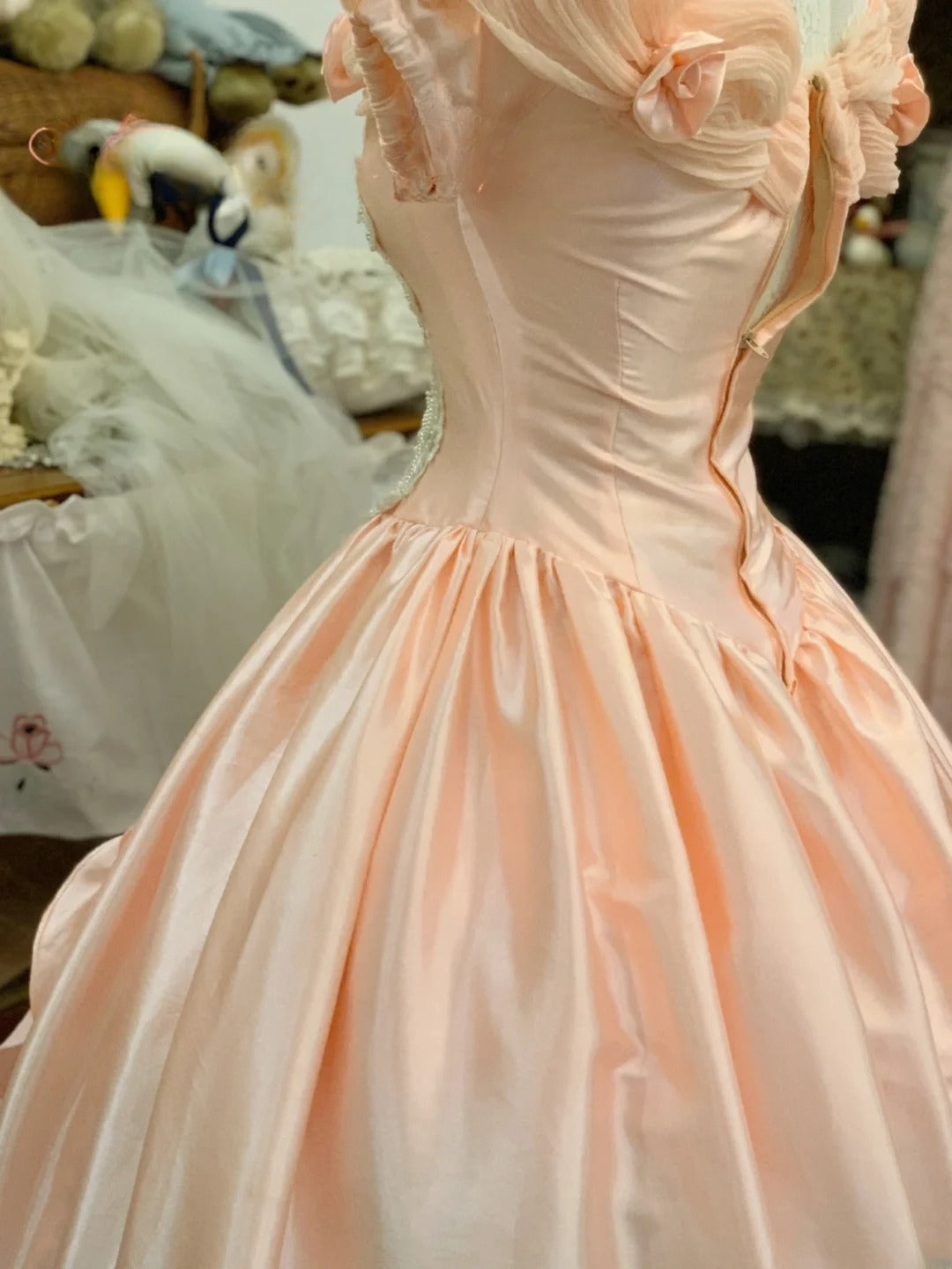 Sweet 16 Dress Lace Ballgown Blush Pink Lace With Appliqued Off Shoulder Sweet Sixteen Dress RB9711