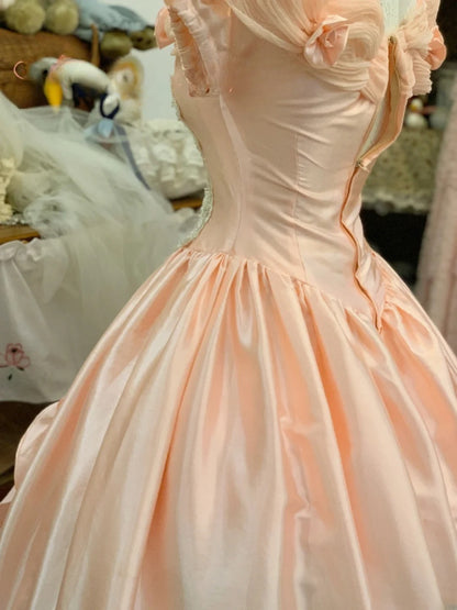 Sweet 16 Dress Lace Ballgown Blush Pink Lace With Appliqued Off Shoulder Sweet Sixteen Dress RB9711