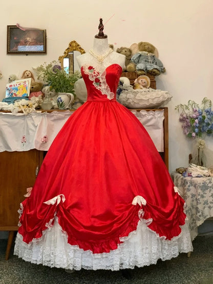 Sweet 16 Dress Ball Gown Sweetheart Red With Lace Appliques Vestido De 15 Sweet Sixteen Dress RB9712