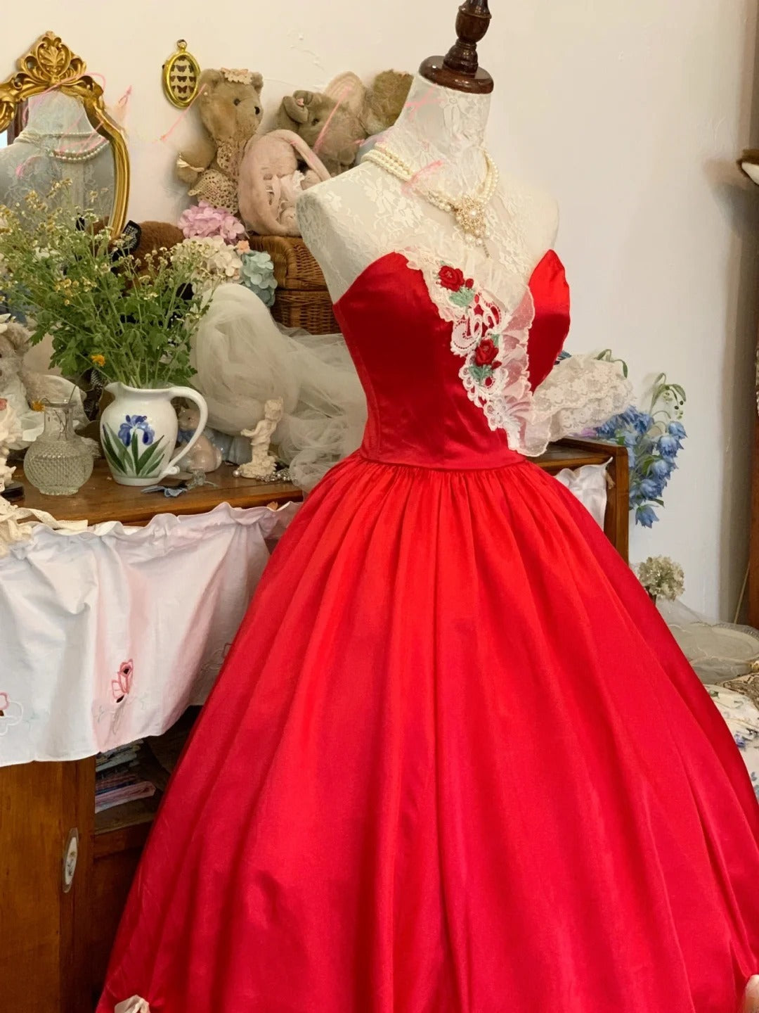 Sweet 16 Dress Ball Gown Sweetheart Red With Lace Appliques Vestido De 15 Sweet Sixteen Dress RB9712