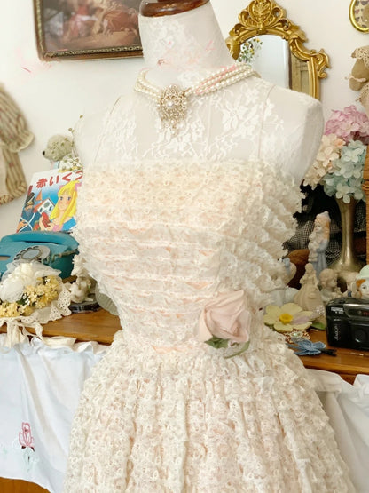 Light Pink Prom Dress Long A line Spaghetti Straps Lace Romantic Evening Gown for Prom RB9713