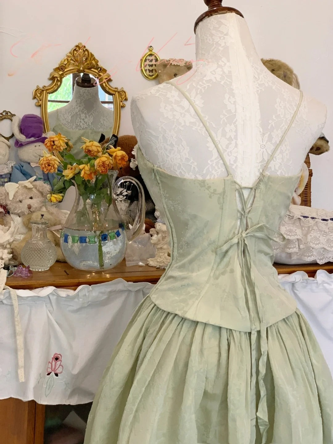 Sage Green Prom Dress Long A line Spaghetti Straps Satin Romantic Evening Gown for Prom RB9714