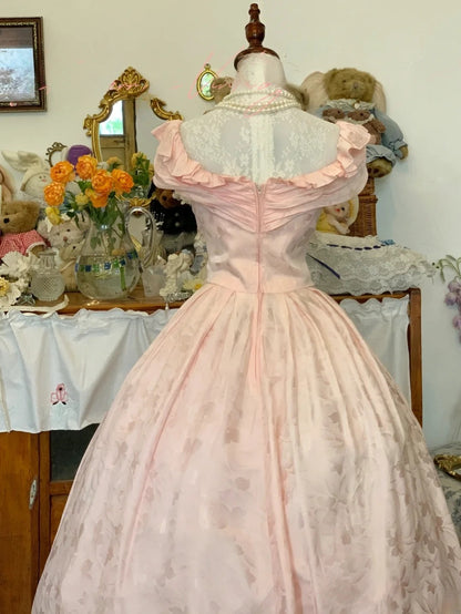 Sweet 16 Dress Satin Ballgown Pink Lace With Ruched V Neck Sweet Sixteen Dress RB9719