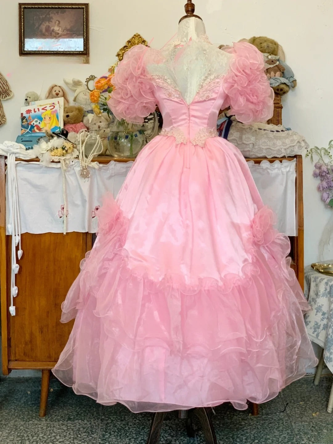 Sweet 16 Dress Ball Gown High Neck Pink With Lace Appliques Vestido De 15 Sweet Sixteen Dress RB9722