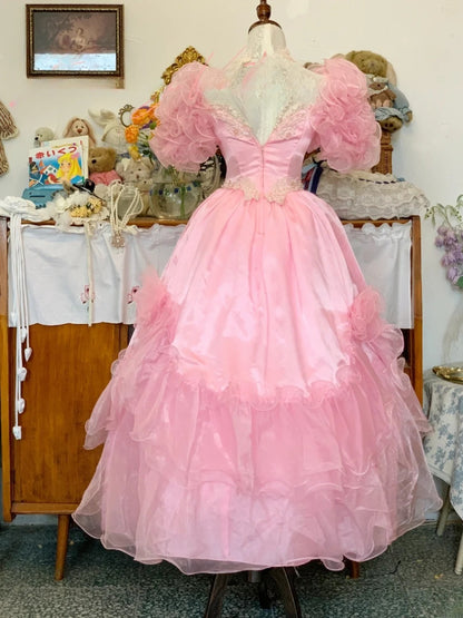 Sweet 16 Dress Ball Gown High Neck Pink With Lace Appliques Vestido De 15 Sweet Sixteen Dress RB9722