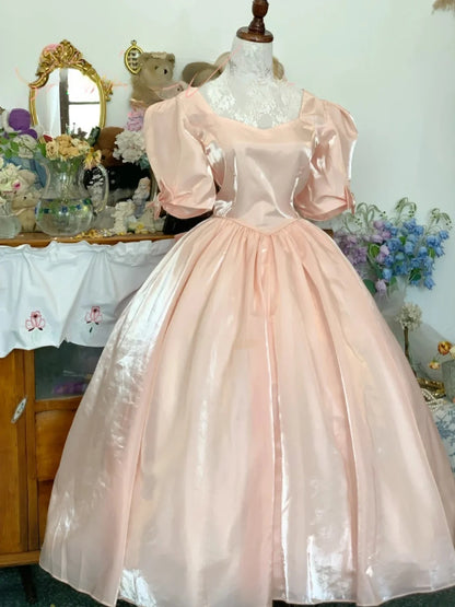 Sweet 16 Dress Ball Gown Blush Pink Satin With Ruched Ruffled Puffy Sleeves Vestido De 15 Sweet Sixteen Dress RB9726