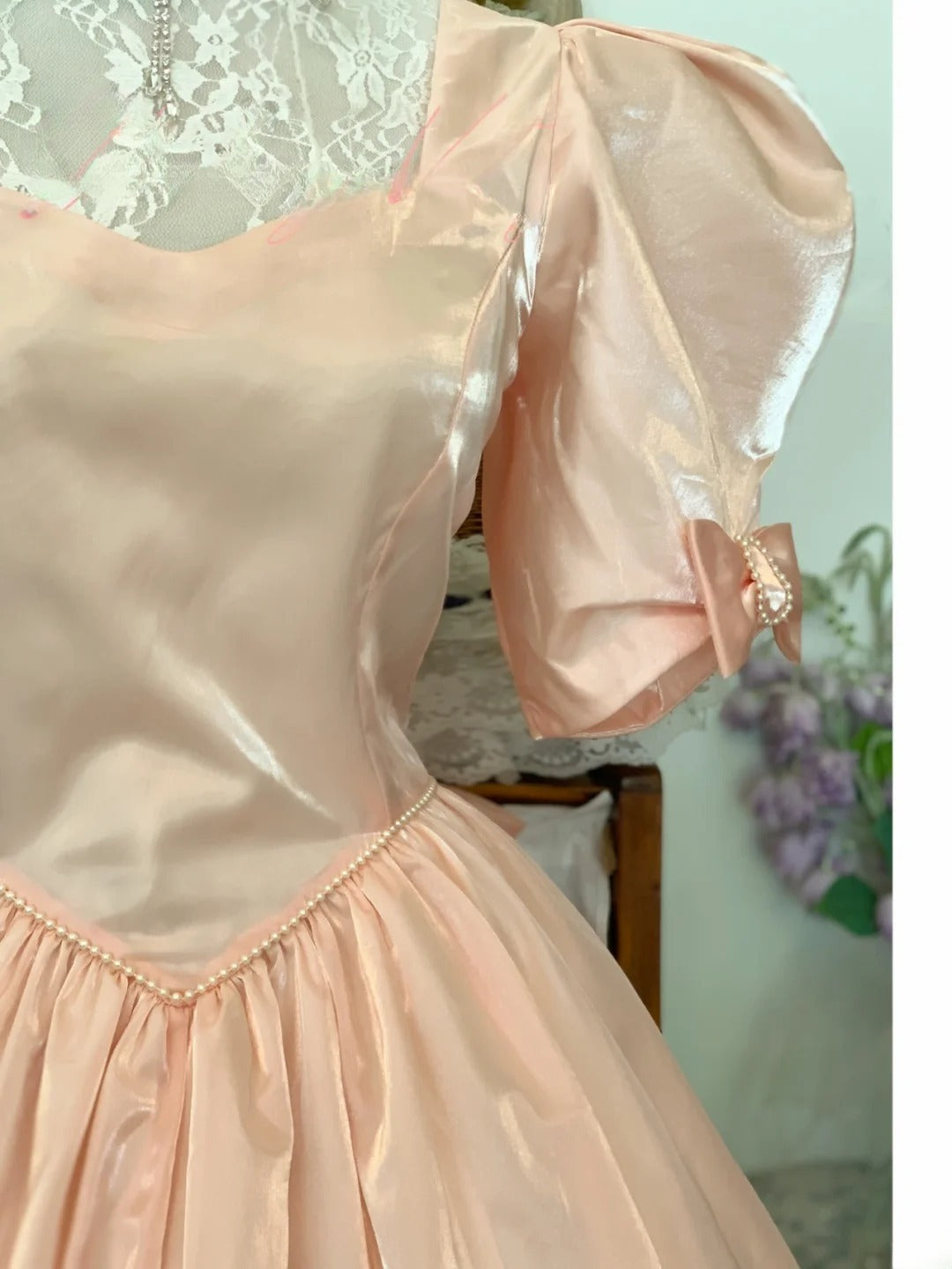 Sweet 16 Dress Ball Gown Blush Pink Satin With Ruched Ruffled Puffy Sleeves Vestido De 15 Sweet Sixteen Dress RB9726