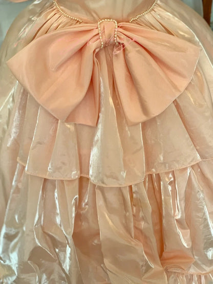 Sweet 16 Dress Ball Gown Blush Pink Satin With Ruched Ruffled Puffy Sleeves Vestido De 15 Sweet Sixteen Dress RB9726