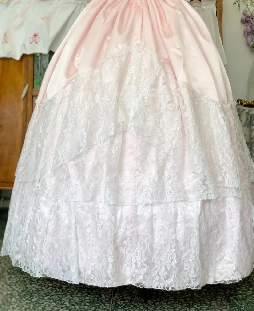 Sweet 16 Dress Ball Gown Pink Lace With High Neck Ruffled Sleeves Vestido De 15 Sweet Sixteen Dress RB9727