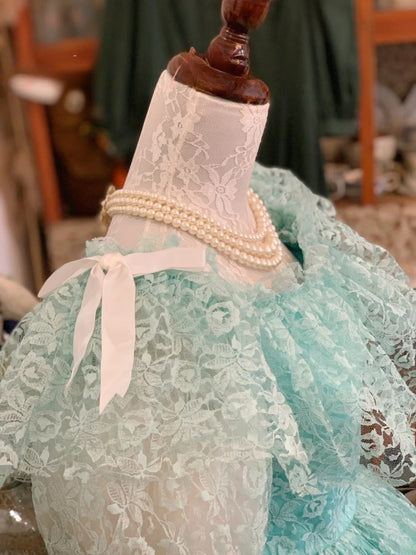 Sweet 16 Dress Ball Gown Blue Lace With Puffy Sleeves Vestido De 15 Sweet Sixteen Dress RB9729