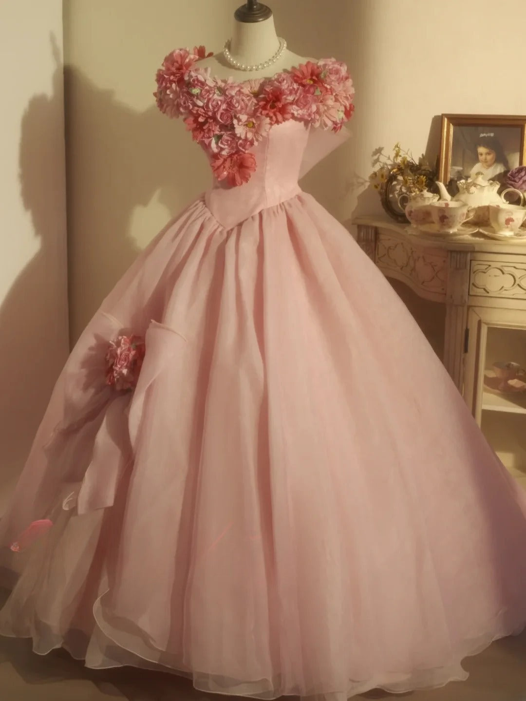 Sweet 16 Dress Ball Gown V Neck With 3D Flowers Vestido De 15 Sweet Sixteen Dress RB9732