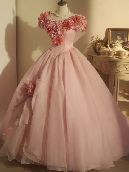 Sweet 16 Dress Ball Gown V Neck With 3D Flowers Vestido De 15 Sweet Sixteen Dress RB9732