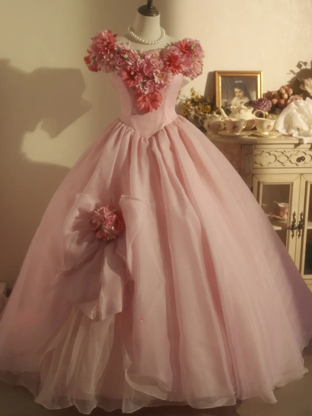 Sweet 16 Dress Ball Gown V Neck With 3D Flowers Vestido De 15 Sweet Sixteen Dress RB9732