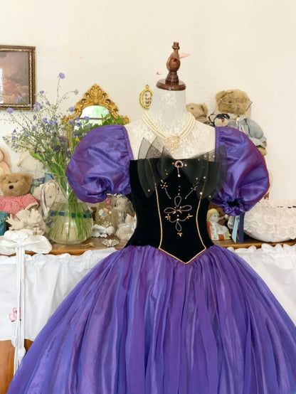 Sweet 16 Dress Grape Ball Gown Square Neck With Puffy Sleeves Sweet Sixteen Dress RB9734