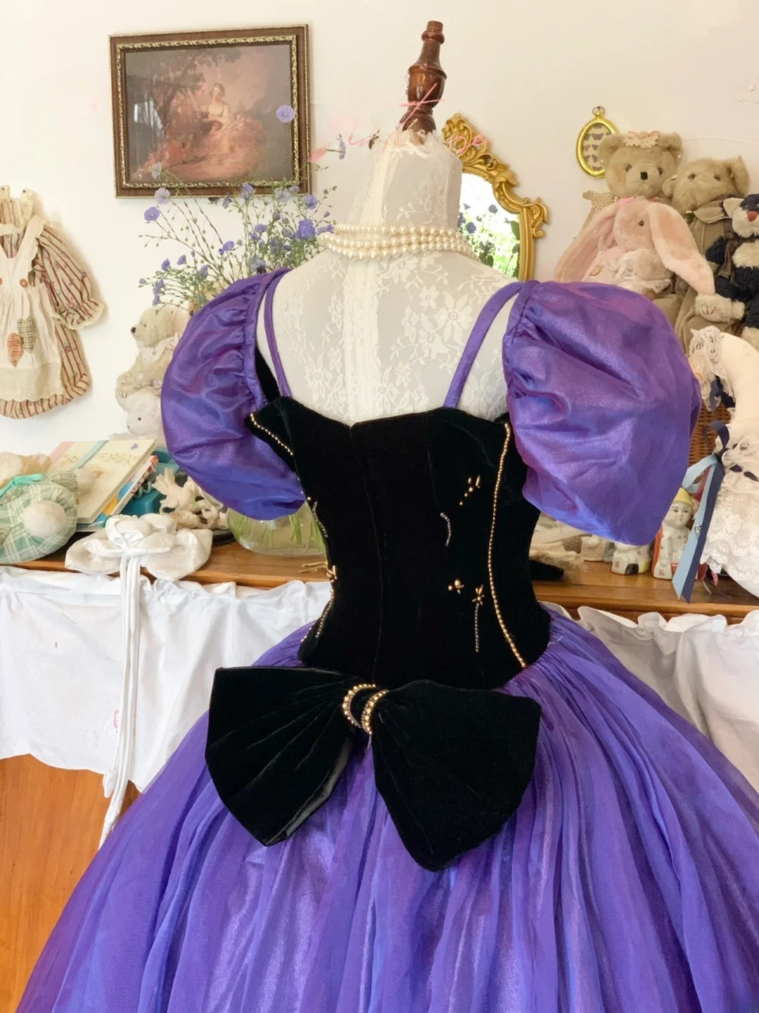 Sweet 16 Dress Grape Ball Gown Square Neck With Puffy Sleeves Sweet Sixteen Dress RB9734
