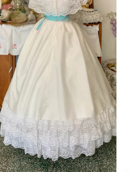 Vintage Wedding Dress Ball Gown Square White With Lace Bridal Gown for Big Day RB9736