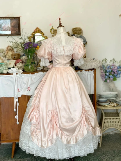 Sweet 16 Dress Blush Pink Ball Gown Square Neck With Bow-knot Sleeves Sweet Sixteen Dress RB9740