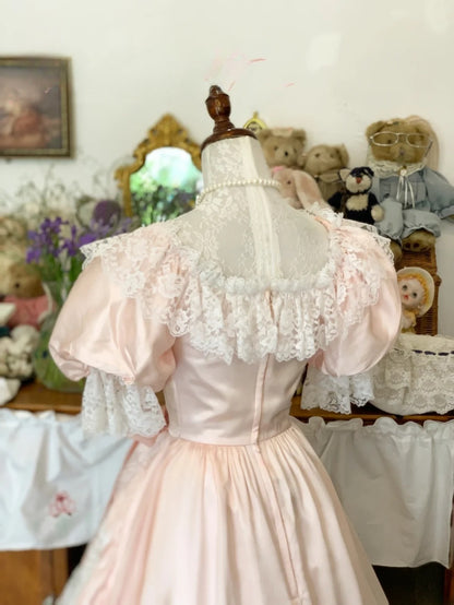 Sweet 16 Dress Blush Pink Ball Gown Square Neck With Bow-knot Sleeves Sweet Sixteen Dress RB9740
