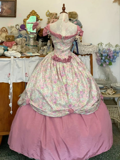 Sweet 16 Dress Pink Ball Gown Square Neck With Ruffled Floral Ruched Sweet Sixteen Dress RB9747