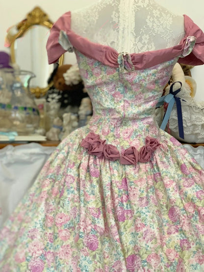 Sweet 16 Dress Pink Ball Gown Square Neck With Ruffled Floral Ruched Sweet Sixteen Dress RB9747