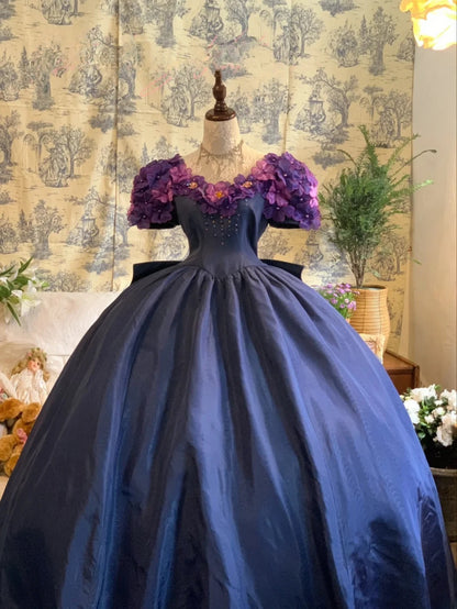Sweet 16 Dress Ball Gown Off Shoulder Royal Blue Floral With 3D Flowers Vestido De 15 Sweet Sixteen Dress RB9748