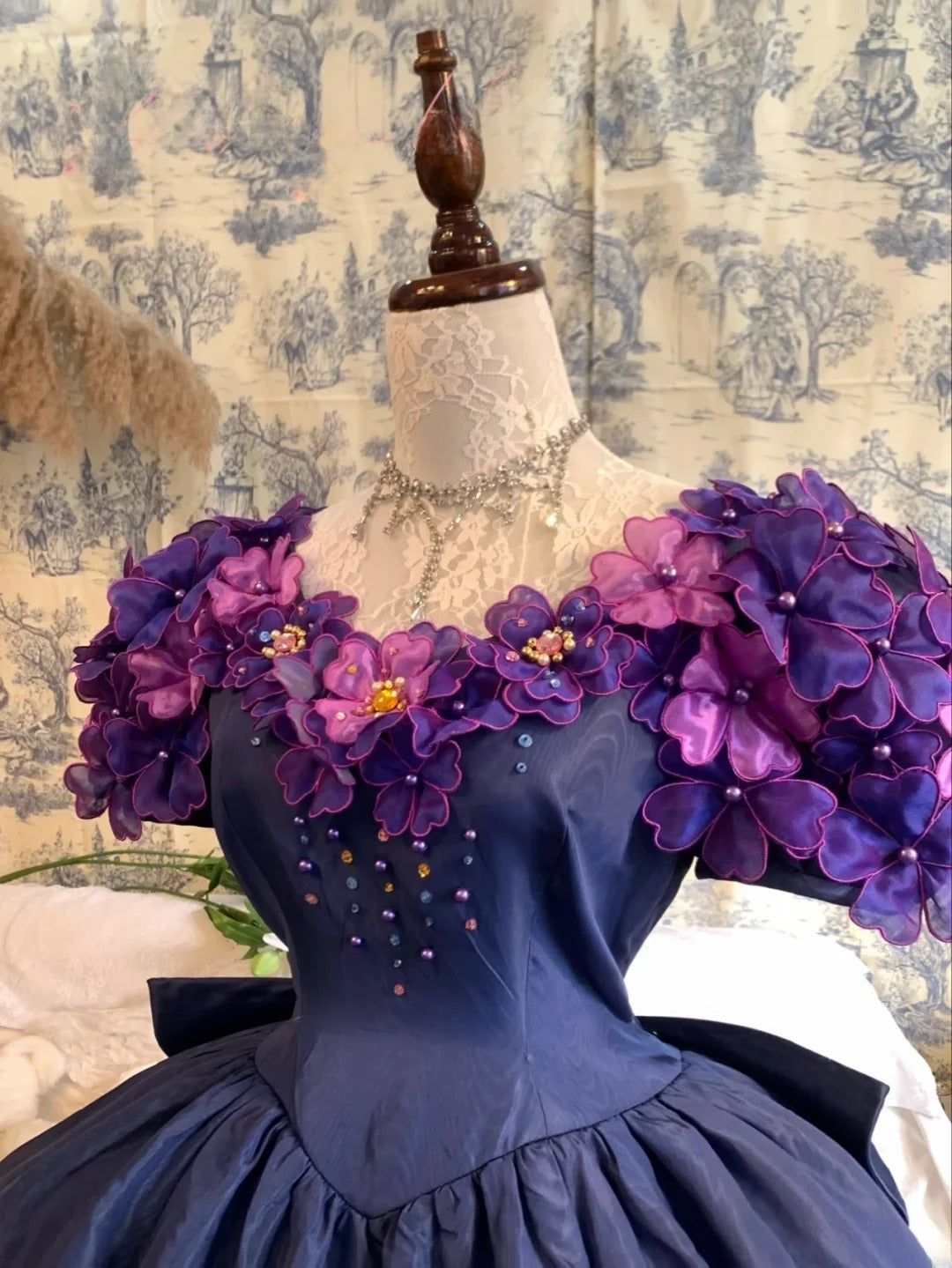 Sweet 16 Dress Ball Gown Off Shoulder Royal Blue Floral With 3D Flowers Vestido De 15 Sweet Sixteen Dress RB9748