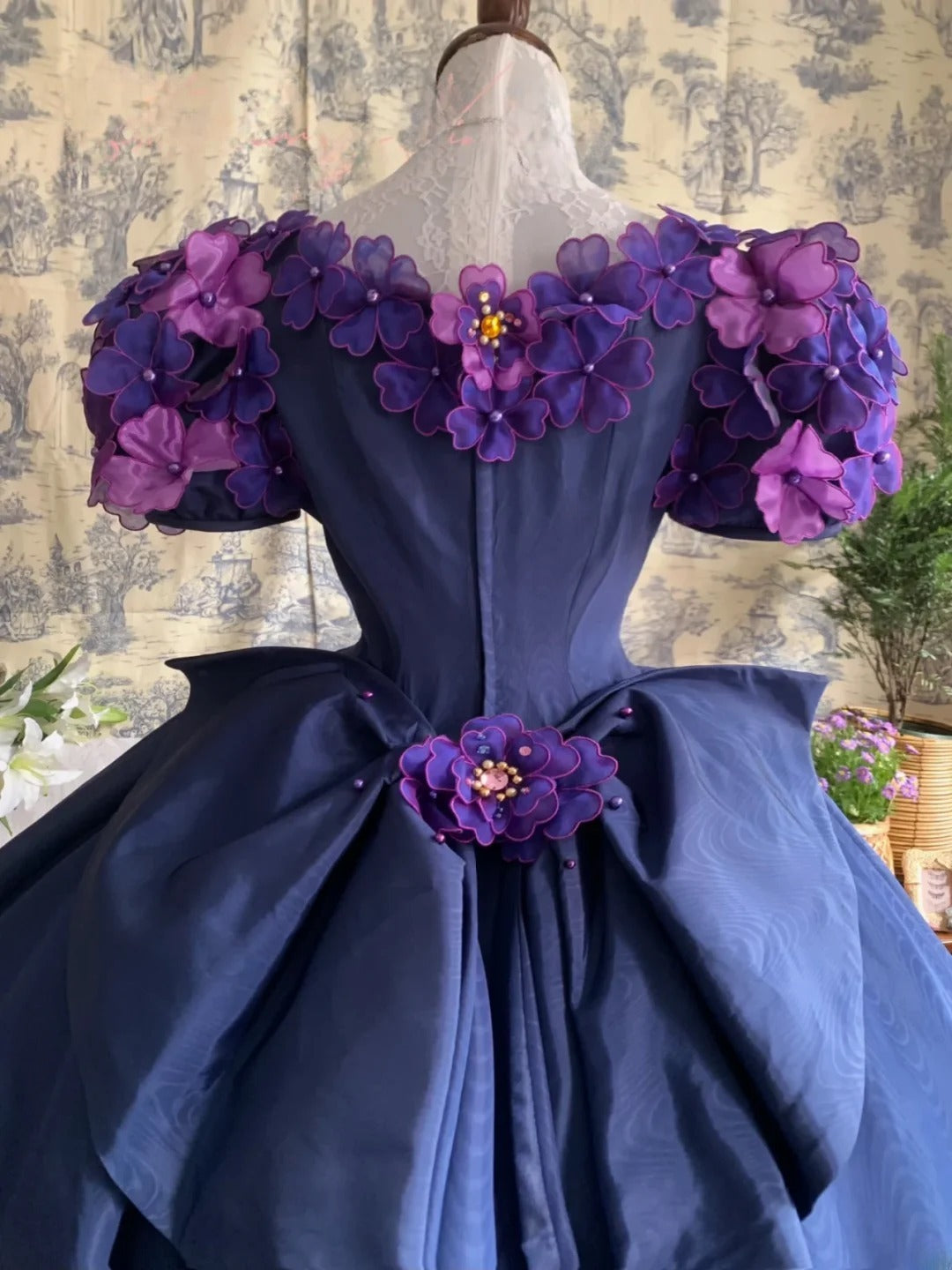 Sweet 16 Dress Ball Gown Off Shoulder Royal Blue Floral With 3D Flowers Vestido De 15 Sweet Sixteen Dress RB9748