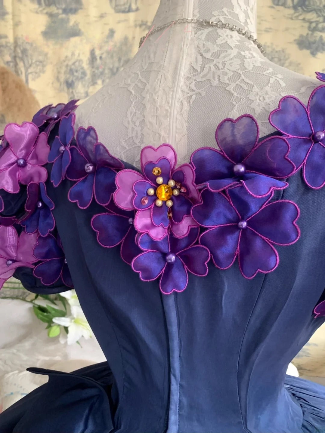 Sweet 16 Dress Ball Gown Off Shoulder Royal Blue Floral With 3D Flowers Vestido De 15 Sweet Sixteen Dress RB9748