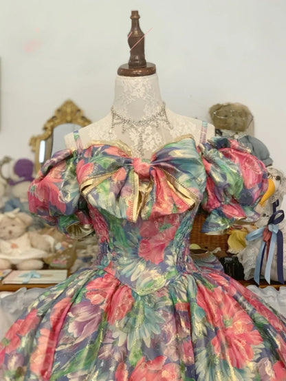 Sweet 16 Dress Ball Gown Off Shoulder Floral With Short Sleeves Vestido De 15 Sweet Sixteen Dress RB9752