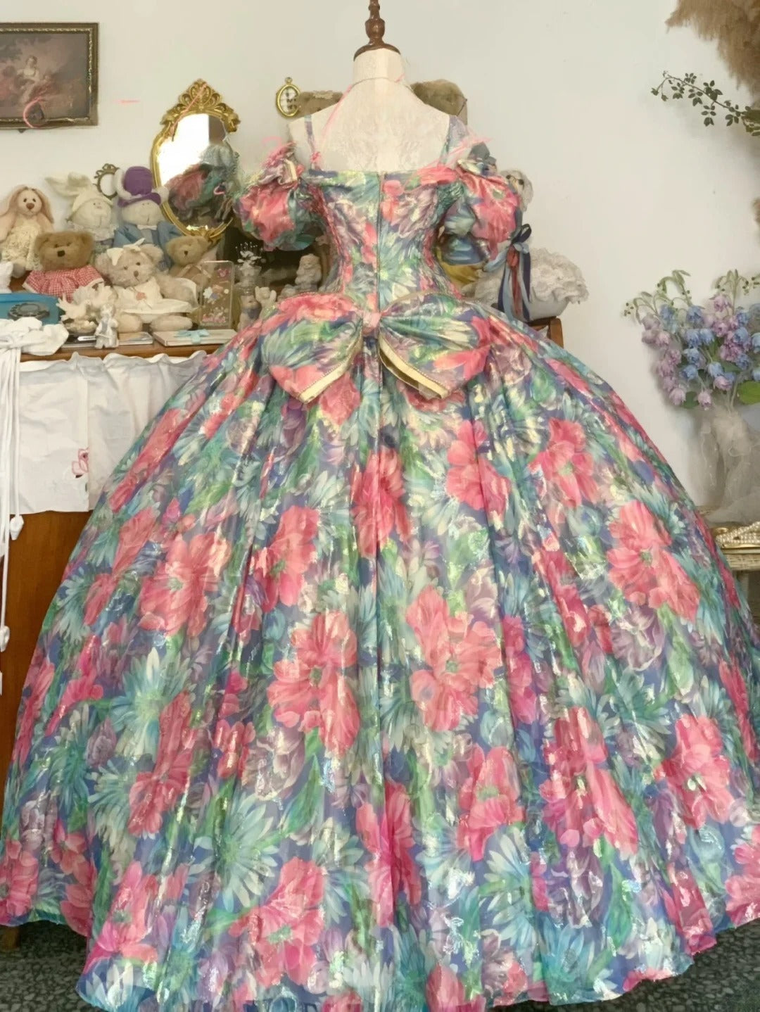 Sweet 16 Dress Ball Gown Off Shoulder Floral With Short Sleeves Vestido De 15 Sweet Sixteen Dress RB9752