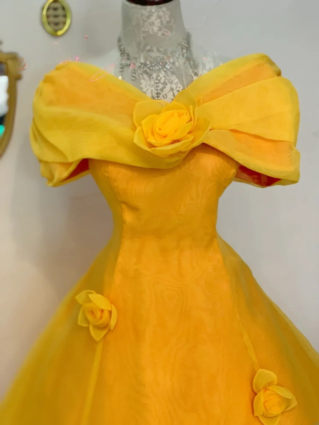 Sweet 16 Dress Ball Gown Off Shoulder Yellow Floral With Short Sleeves Vestido De 15 Sweet Sixteen Dress RB9753