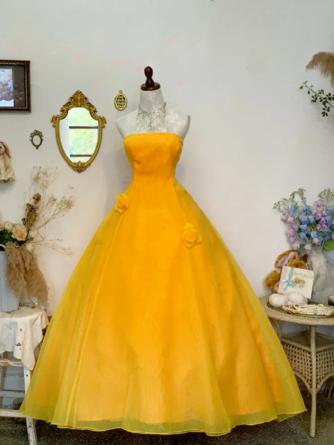 Sweet 16 Dress Ball Gown Off Shoulder Yellow Floral With Short Sleeves Vestido De 15 Sweet Sixteen Dress RB9753