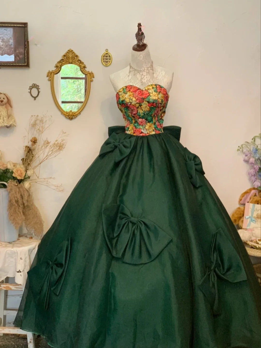 Sweet 16 Dress Emerald Green Ball Gown Sweetheart With Bow-knot Satin Sweet Sixteen Dress RB9754